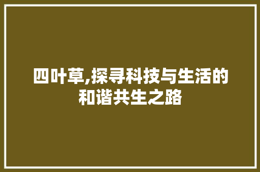 四叶草,探寻科技与生活的和谐共生之路