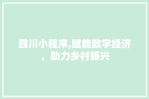 四川小程序,赋能数字经济，助力乡村振兴 四川小程序,赋能数字经济，助力乡村振兴 百度SEO