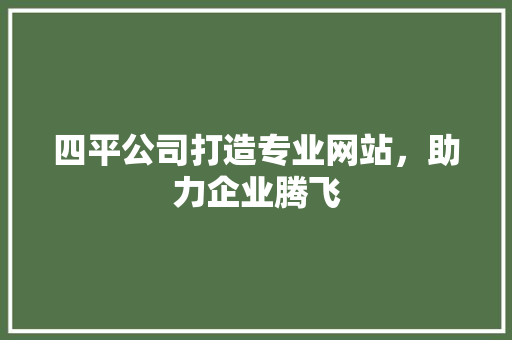 四平公司打造专业网站，助力企业腾飞 四平公司打造专业网站，助力企业腾飞 SEO关键词