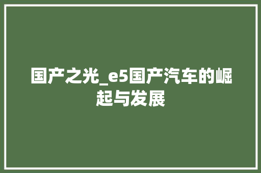 国产之光_e5国产汽车的崛起与发展