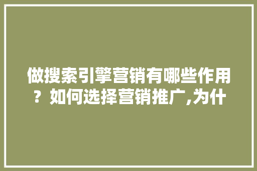 做搜索引擎营销有哪些作用？如何选择营销推广,为什么选择技术。 做搜索引擎营销有哪些作用？如何选择营销推广,为什么选择技术。 SEO关键词