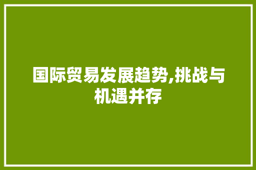 国际贸易发展趋势,挑战与机遇并存 国际贸易发展趋势,挑战与机遇并存 必应SEO