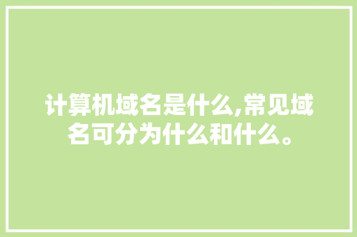 计算机域名是什么,常见域名可分为什么和什么。 计算机域名是什么,常见域名可分为什么和什么。 搜狗SEO
