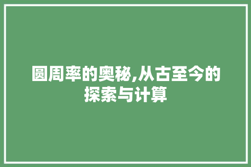 圆周率的奥秘,从古至今的探索与计算 圆周率的奥秘,从古至今的探索与计算 SEO关键词