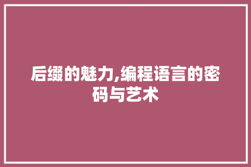 后缀的魅力,编程语言的密码与艺术 后缀的魅力,编程语言的密码与艺术 神马SEO