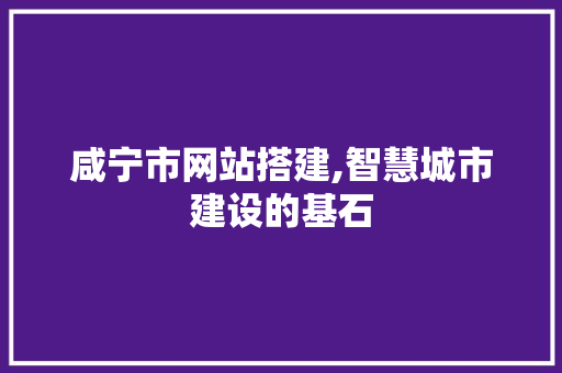 咸宁市网站搭建,智慧城市建设的基石 咸宁市网站搭建,智慧城市建设的基石 必应SEO