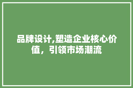 品牌设计,塑造企业核心价值，引领市场潮流 品牌设计,塑造企业核心价值，引领市场潮流 神马SEO