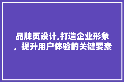品牌页设计,打造企业形象，提升用户体验的关键要素 品牌页设计,打造企业形象，提升用户体验的关键要素 SEO关键词