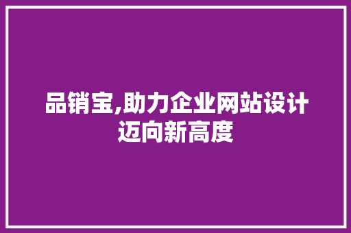 品销宝,助力企业网站设计迈向新高度 品销宝,助力企业网站设计迈向新高度 神马SEO