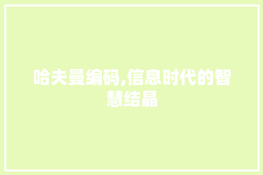 哈夫曼编码,信息时代的智慧结晶 哈夫曼编码,信息时代的智慧结晶 必应SEO