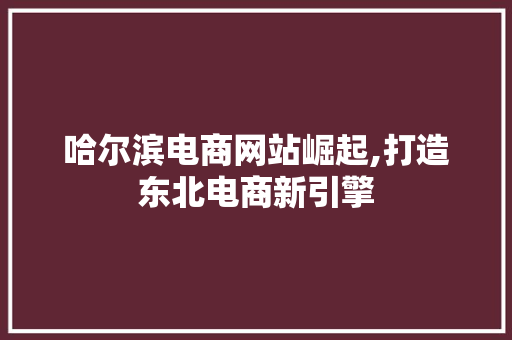 哈尔滨电商网站崛起,打造东北电商新引擎 哈尔滨电商网站崛起,打造东北电商新引擎 必应SEO