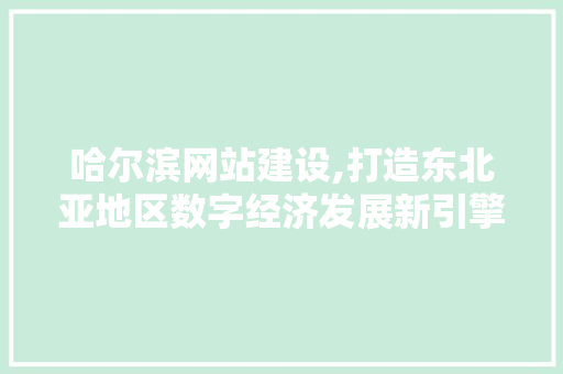 哈尔滨网站建设,打造东北亚地区数字经济发展新引擎