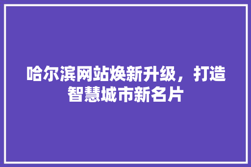 哈尔滨网站焕新升级，打造智慧城市新名片 哈尔滨网站焕新升级，打造智慧城市新名片 网站建设公司