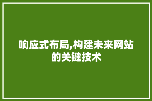 响应式布局,构建未来网站的关键技术 响应式布局,构建未来网站的关键技术 必应SEO
