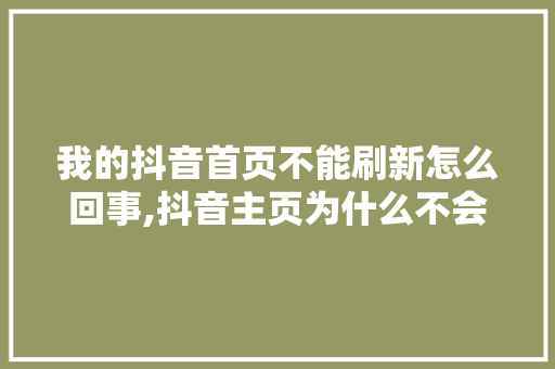 我的抖音首页不能刷新怎么回事,抖音主页为什么不会动了。