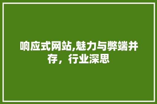 响应式网站,魅力与弊端并存，行业深思 响应式网站,魅力与弊端并存，行业深思 神马SEO