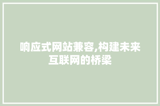 响应式网站兼容,构建未来互联网的桥梁 响应式网站兼容,构建未来互联网的桥梁 必应SEO