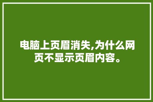 电脑上页眉消失,为什么网页不显示页眉内容。 电脑上页眉消失,为什么网页不显示页眉内容。 搜狗SEO
