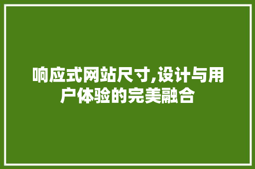 响应式网站尺寸,设计与用户体验的完美融合 响应式网站尺寸,设计与用户体验的完美融合 SEO关键词