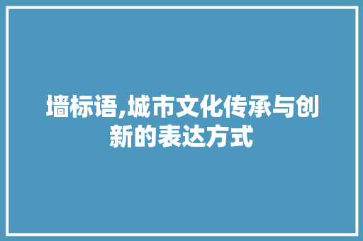 墙标语,城市文化传承与创新的表达方式