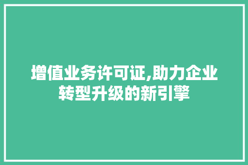 增值业务许可证,助力企业转型升级的新引擎