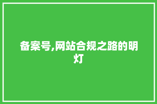 备案号,网站合规之路的明灯 备案号,网站合规之路的明灯 百度SEO