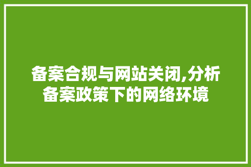 备案合规与网站关闭,分析备案政策下的网络环境