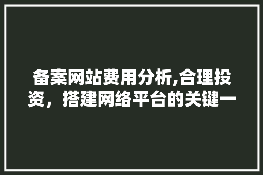 备案网站费用分析,合理投资，搭建网络平台的关键一步