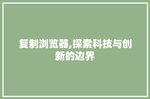 复制浏览器,探索科技与创新的边界