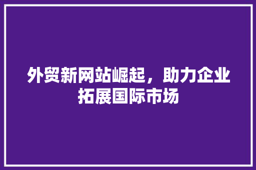 外贸新网站崛起，助力企业拓展国际市场 外贸新网站崛起，助力企业拓展国际市场 SEO关键词