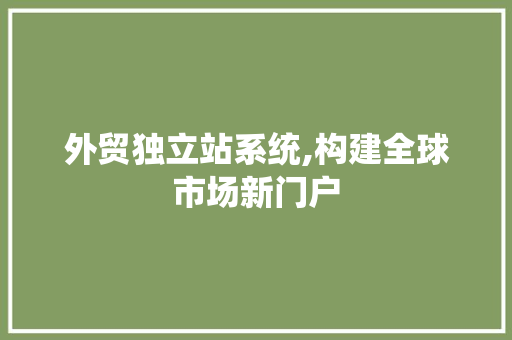 外贸独立站系统,构建全球市场新门户 外贸独立站系统,构建全球市场新门户 SEO关键词