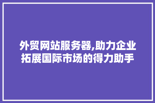 外贸网站服务器,助力企业拓展国际市场的得力助手 外贸网站服务器,助力企业拓展国际市场的得力助手 百度SEO