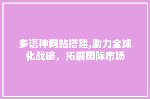多语种网站搭建,助力全球化战略，拓展国际市场 多语种网站搭建,助力全球化战略，拓展国际市场 SEO关键词