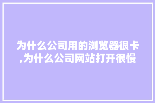 为什么公司用的浏览器很卡,为什么公司网站打开很慢呢。 为什么公司用的浏览器很卡,为什么公司网站打开很慢呢。 网站建设公司