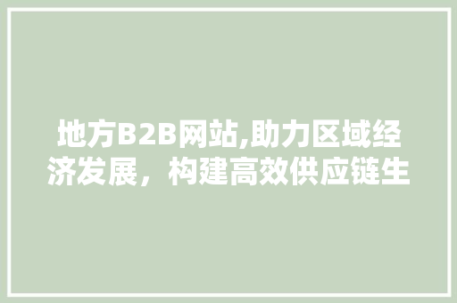 地方B2B网站,助力区域经济发展，构建高效供应链生态圈 地方B2B网站,助力区域经济发展，构建高效供应链生态圈 网站建设公司