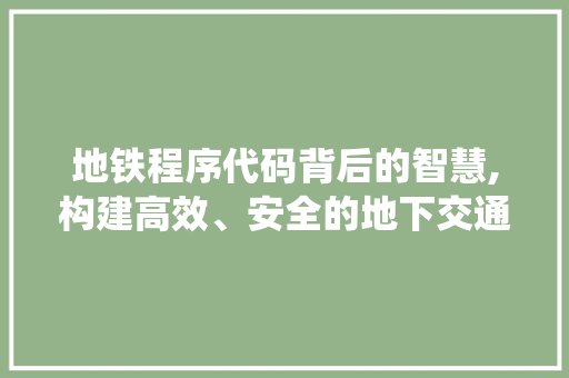 地铁程序代码背后的智慧,构建高效、安全的地下交通系统 地铁程序代码背后的智慧,构建高效、安全的地下交通系统 必应SEO