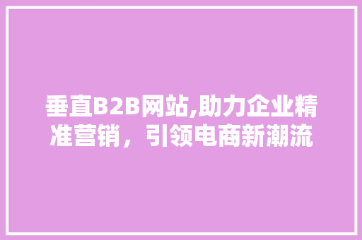 垂直B2B网站,助力企业精准营销，引领电商新潮流 垂直B2B网站,助力企业精准营销，引领电商新潮流 百度SEO
