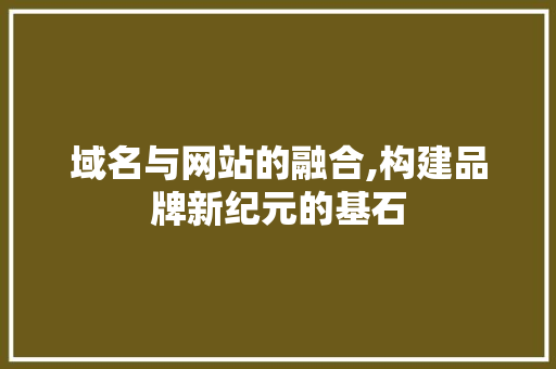 域名与网站的融合,构建品牌新纪元的基石 域名与网站的融合,构建品牌新纪元的基石 百度SEO