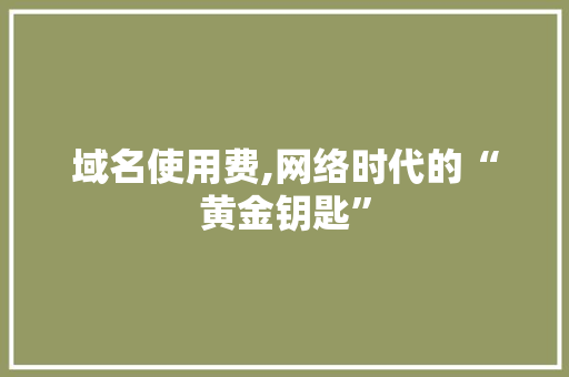 域名使用费,网络时代的“黄金钥匙” 域名使用费,网络时代的“黄金钥匙” 百度SEO