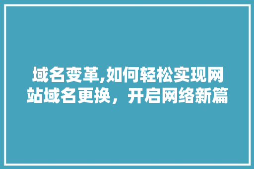 域名变革,如何轻松实现网站域名更换，开启网络新篇章