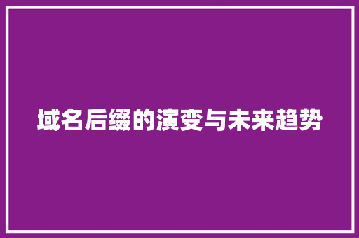 域名后缀的演变与未来趋势 域名后缀的演变与未来趋势 神马SEO