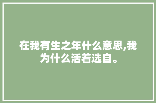 在我有生之年什么意思,我为什么活着选自。 在我有生之年什么意思,我为什么活着选自。 必应SEO