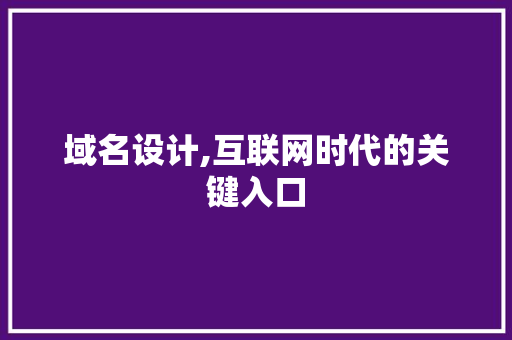 域名设计,互联网时代的关键入口 域名设计,互联网时代的关键入口 必应SEO