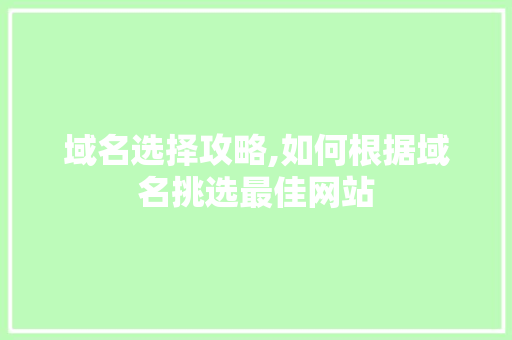 域名选择攻略,如何根据域名挑选最佳网站 域名选择攻略,如何根据域名挑选最佳网站 百度SEO