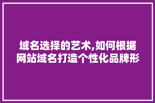 域名选择的艺术,如何根据网站域名打造个性化品牌形象 域名选择的艺术,如何根据网站域名打造个性化品牌形象 百度SEO