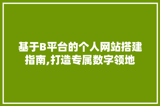 基于B平台的个人网站搭建指南,打造专属数字领地 基于B平台的个人网站搭建指南,打造专属数字领地 百度SEO