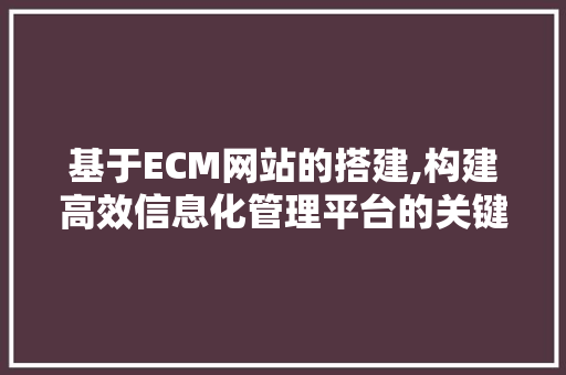 基于ECM网站的搭建,构建高效信息化管理平台的关键路径 基于ECM网站的搭建,构建高效信息化管理平台的关键路径 必应SEO