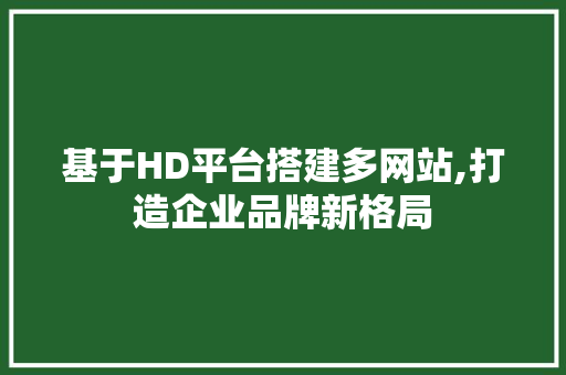 基于HD平台搭建多网站,打造企业品牌新格局 基于HD平台搭建多网站,打造企业品牌新格局 神马SEO