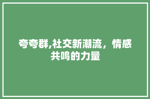 夸夸群,社交新潮流，情感共鸣的力量 夸夸群,社交新潮流，情感共鸣的力量 SEO关键词