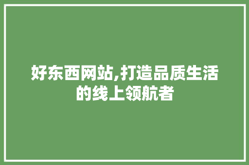 好东西网站,打造品质生活的线上领航者 好东西网站,打造品质生活的线上领航者 百度SEO